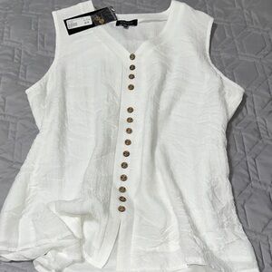 Sz XL🇨🇦⭐️NWT Papillon White Sleeveless Button Detail Top
